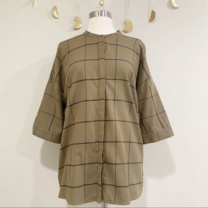 BCBGeneration Olive Green Plaid Button Down. Small